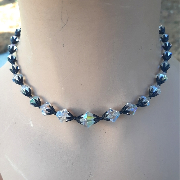 Mid-Century Jewelry - Mid-century Art-Deco Crystal choker